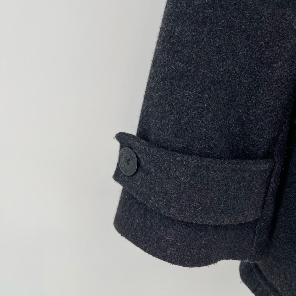 Old Navy Classic Charcoal Gray Peacoat Y2K Wool Warm Winter Womens Lapel Lg - Picture 8 of 10